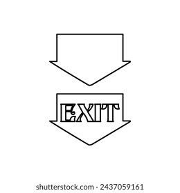 icono de signo de salida, evacuación, flecha en un fondo blanco, ilustración vectorial