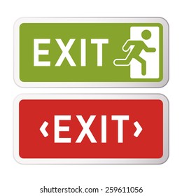 Exit sign illustration. Pack of two. Vector graphic.