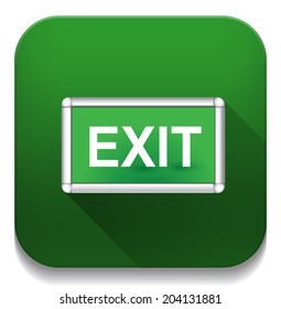 exit sign With long shadow over app button
