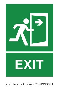 exit sign with a man escaping door