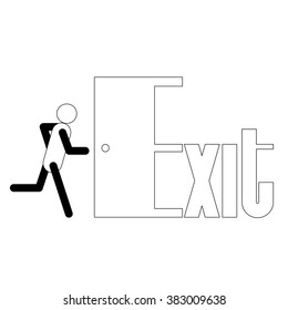 exit sign on white background (vector logo design)