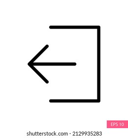 Exit, Sign out, or Log out sign vector icon in line style design for website design, app, UI, isolated on white background. Editable stroke. EPS 10 vector illustration.