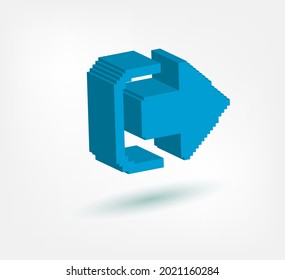 exit sign out pixel symbol sign vector logo isolated 3d