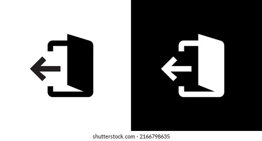 Salir, cerrar sesión, renunciar al vector de icono de símbolo en estilo monocromo