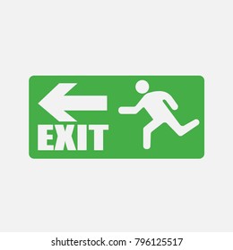 Exit Sign Person Icon Running Green Stock Vector (Royalty Free ...