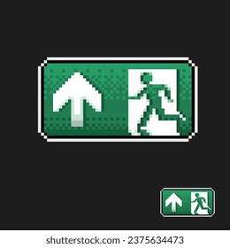 up exit sign in pixel art style