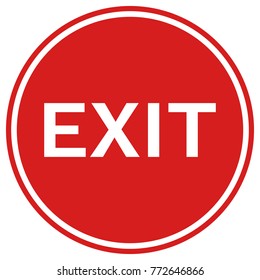 EXIT sign in red circle. Vector icon.