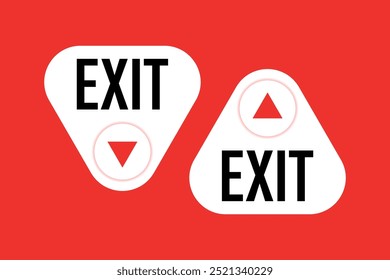 Exit sign with red color arrow, pointing up and down