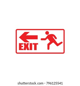 exit sign red vector icon person running to exit door