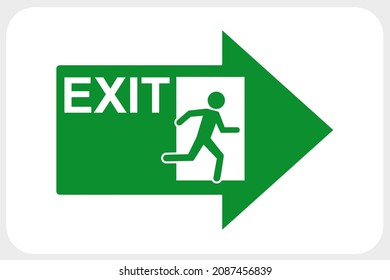Exit sign with running man icon, green emergency exit door sign. Icon in vector illustration.