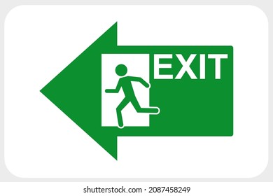 Exit sign with running man icon, green emergency exit door sign. Icon in vector illustration.