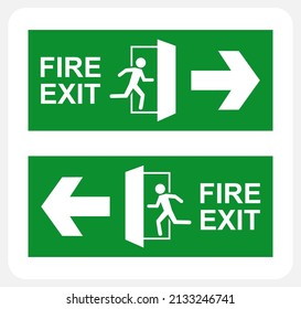 Exit sign with running man icon, green emergency exit door sign. Icon in vector illustration.