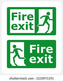 Exit sign with running man icon, green emergency exit door sign. Icon in vector illustration.