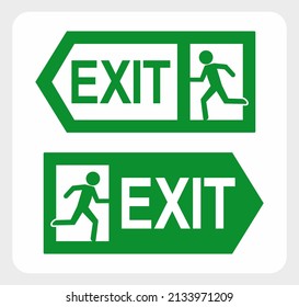 Exit sign with running man icon, green emergency exit door sign. Icon in vector illustration.