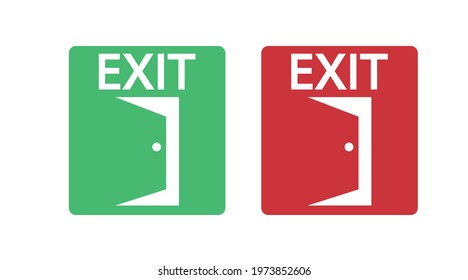 Exit Sign Set. Vector isolated black and white illustration. Exit Icon