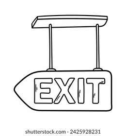 Exit sign vector icon in doodle style. Symbol in simple design. Cartoon object hand drawn isolated on white background.