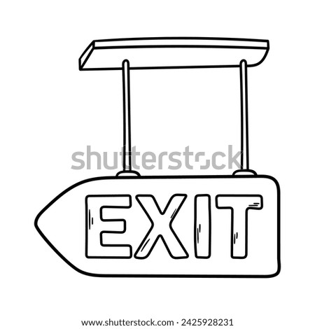 Exit sign vector icon in doodle style. Symbol in simple design. Cartoon object hand drawn isolated on white background.