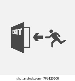 exit sign vector icon person running to exit door