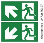 EXIT SIGN Vector Illustration, Emergency exit sign set. Man running out fire exit. Running man and exitdoor sign. Escape help evacuation safety symbol, exit left arrow