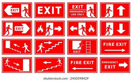 Exit signs on pack. Vector design.