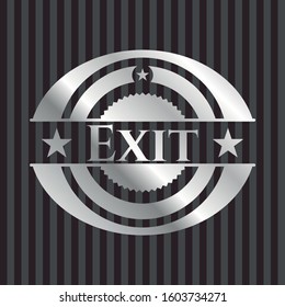 Exit silver shiny emblem]. Vector Illustration. Mosaic.