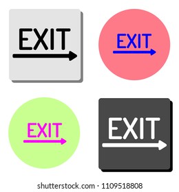 exit. simple flat vector icon illustration on four different color backgrounds