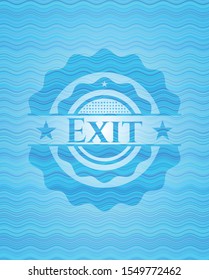 Exit sky blue water wave badge background. Vector Illustration. Detailed.