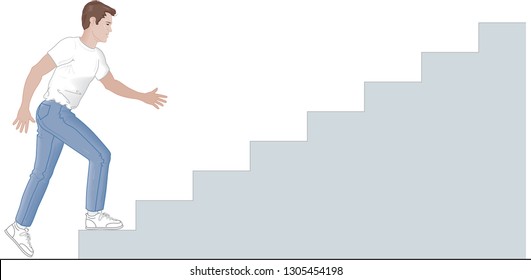 Exit the stairs human vector