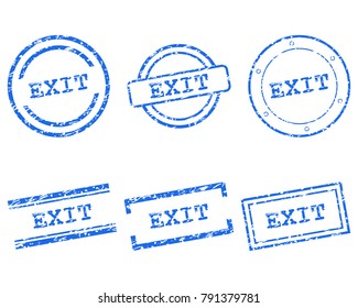 Exit stamps on white