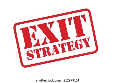 EXIT STRATEGY red Rubber Stamp vector over a white background.