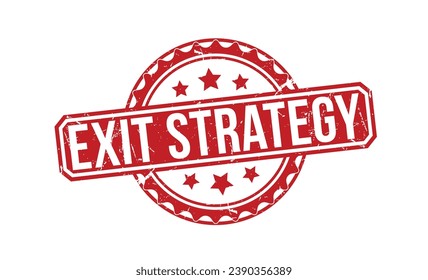 estrategia de salida marca el sello de goma roja sobre fondo blanco. signo de marca de estrategia de salida. marca de estrategia de salida.
