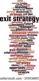 Exit strategy word cloud concept. Collage made of words about exit strategy. Vector illustration