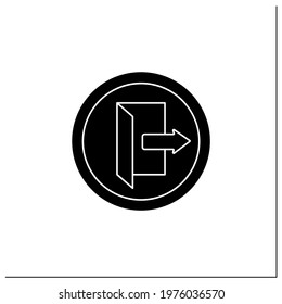 Exit symbol glyph icon. Closest emergency exit. Keep door opened. Public place navigation. Universal public building signs concept. Filled flat sign. Isolated silhouette vector illustration