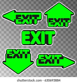 Exit symbols on transparent background, banners design template, vector illustration
