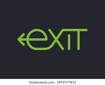 The Exit text with green color. Isolated Vector Illustration