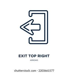 exit top right icon from arrows collection. Thin linear exit top right, arrow, right outline icon isolated on white background. Line vector exit top right sign, symbol for web and mobile