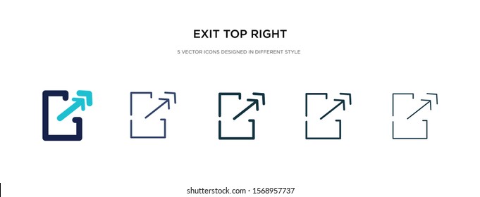 exit top right icon in different style vector illustration. two colored and black exit top right vector icons designed in filled, outline, line and stroke style can be used for web, mobile, ui