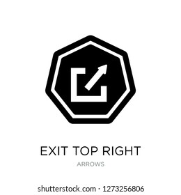 exit top right icon vector on white background, exit top right trendy filled icons from Arrows collection, exit top right simple element illustration