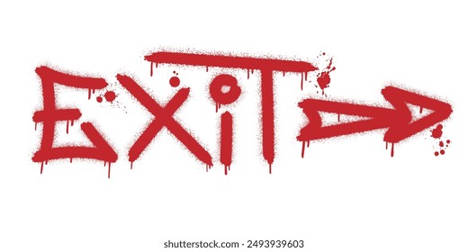 Exit. Urban street graffiti style with splash effects and drops in red on white background. Vector Illustration