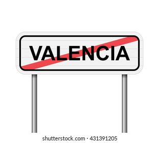 Exit of Valencia Spain road sign vector