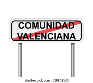 Exit of Valencian Community, Spain road sign vector