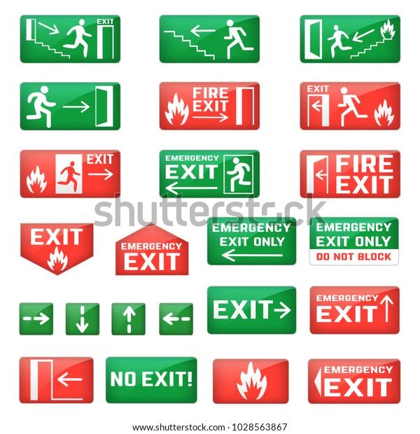 Exit Vector Emergency Exit Sign Fire Stock Vector (Royalty Free) 1028563867