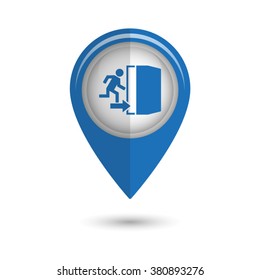 exit - vector icon;  blue map pointer