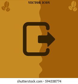 Exit vector  icon. Coffee symbol background.