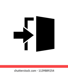 Exit vector icon, door symbol. Simple, flat design illustration for web or mobile app