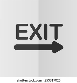 Exit vector icon. Effect of folded paper. Flat design