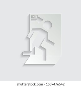 exit  - vector icon. Emergency exit icon paper icon  with shadow  