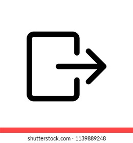 Exit vector icon, logout symbol. Simple, flat design illustration for web or mobile app