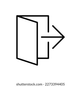 Exit Vector Icon, Outline style, isolated on white Background.