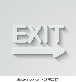 Exit vector icon - paper illustration with shadow on light background